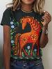 Summer Ethnic Floral 3D Print T-Shirts Women's Streetwear Round Neck Short Sleeve T Shirt Tees Harajuku Y2K Tops Female Clothing