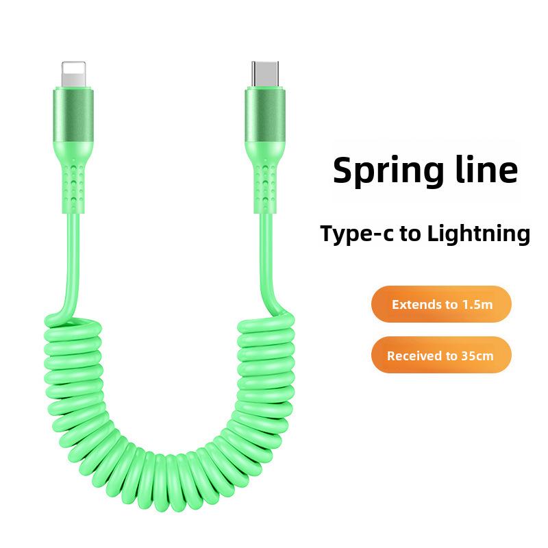 6A Kabel do CarPlay Sprężynowy Wyciskany 6A do Super Szybkiego Ładowania, Kompatybilny z Urządzeniami Huawei i Apple 14.