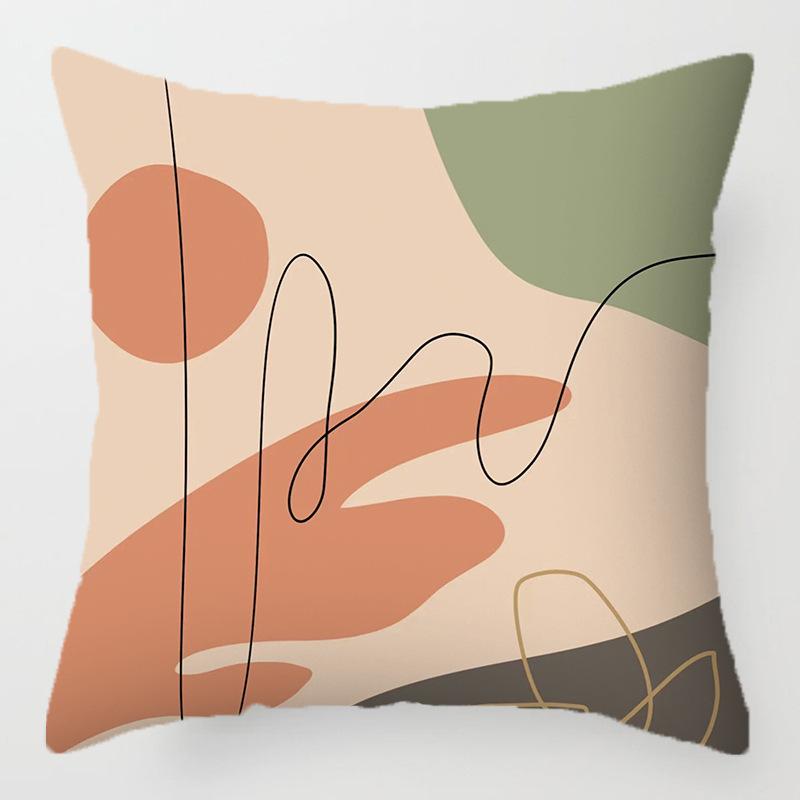 Simple Patterns Of Line Portraits Throw Pillow Cover With Short Plush Print For Living Room Sofa Decoration Cushion Cover