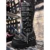 Fashion Black Platform Shoes Long Boots Women's Style Metal Belt Long Boots
