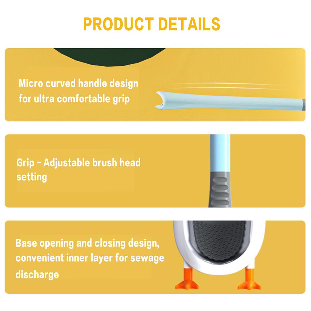 Diving Duck Toilet Brush Set Silicone Bathroom Toilet Brush and Bracket Set for Toilet Clean Lid Edge Clean