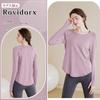 Rovidorx Long Sleeve Yoga Loose Fit with Thumb Perfect for Gym Wear and UV and Size Women's T-Shirt, Holes, Training, Protection, Sweat-Wicking,