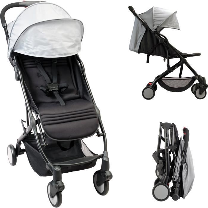 BAMBISOL - Poussette compacte - YUKO - 0 a 36 mois (max 15 kg) - Sangle de portage - 4 roues - Noir