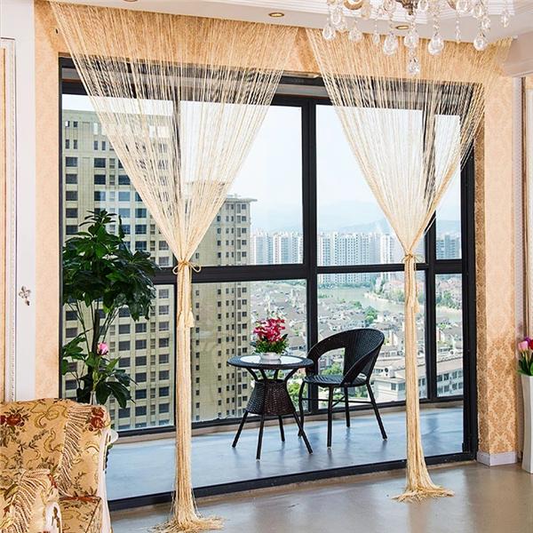 Luxury Glitter String Door Curtain Beads Room Dividers Beaded Fringe Polyester Fabric Shiny Tassel Line Curtains Window Panel Valance Wedding DIY