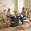 Extendable Dining Table for 4-6 People, 110-130cm Kitchen Table with 6 Open Shelves, Black