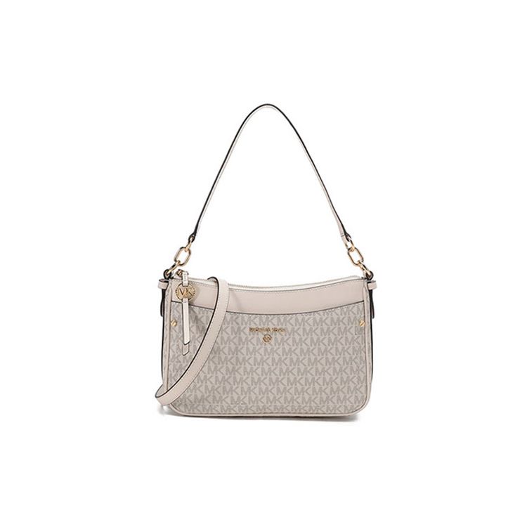 

Michael Kors MK Jet Set Charm Monogram Commuter Fashion Faux Leather Shoulder Bag Women Shoulder Bag Vanilla-White 32S1GT9C8B-VAN-CREAM Basic Set (Bag+Dust Bag)