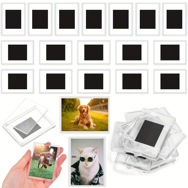 12/20Pcs Blank Photo Frame, Insert Fridge Magnets, Mini Magnetic Refrigerator Photo Picture Frames, 2x3.03 In