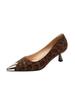 French 2025 spring and autumn new temperament light luxury elegant leopard print fine heel pointed head versatile light mouth high heel single shoes w