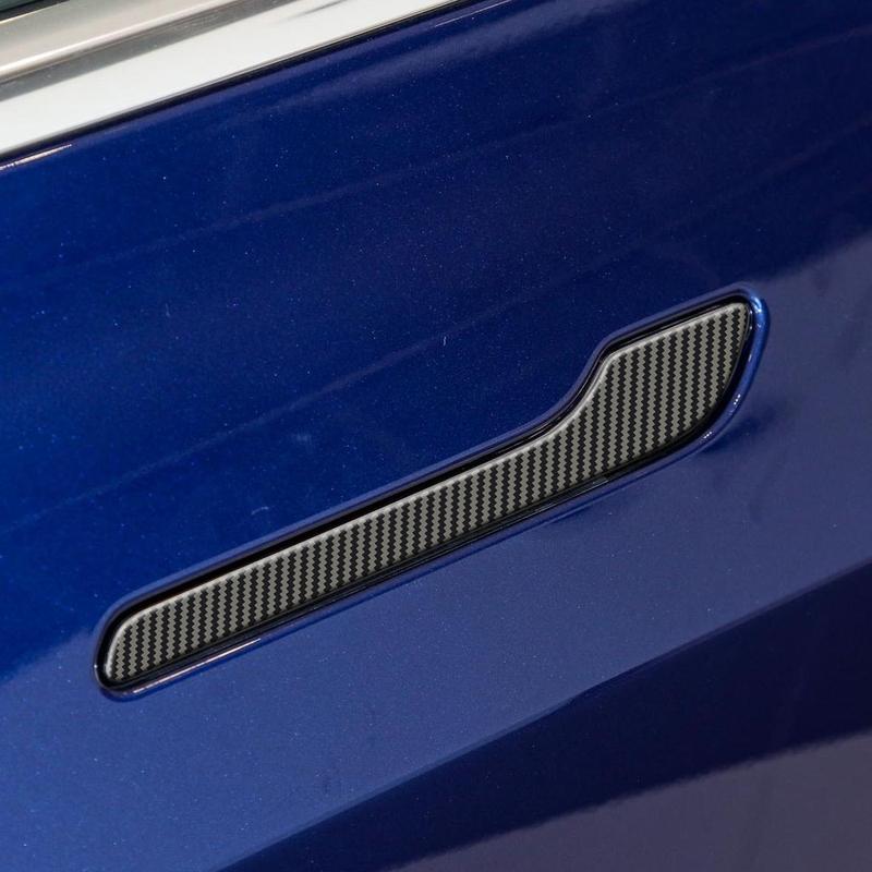 Car Door Handle Cover For Tesla Model Y -2025 Model 3 2017-2025 ABS Imitation Carbon Fiber 4Pcs Auto Interior Accessories