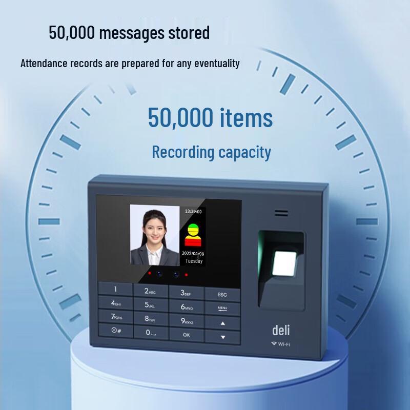 Deli Smart Cloud Attendance Machine CN plug (adapter included)