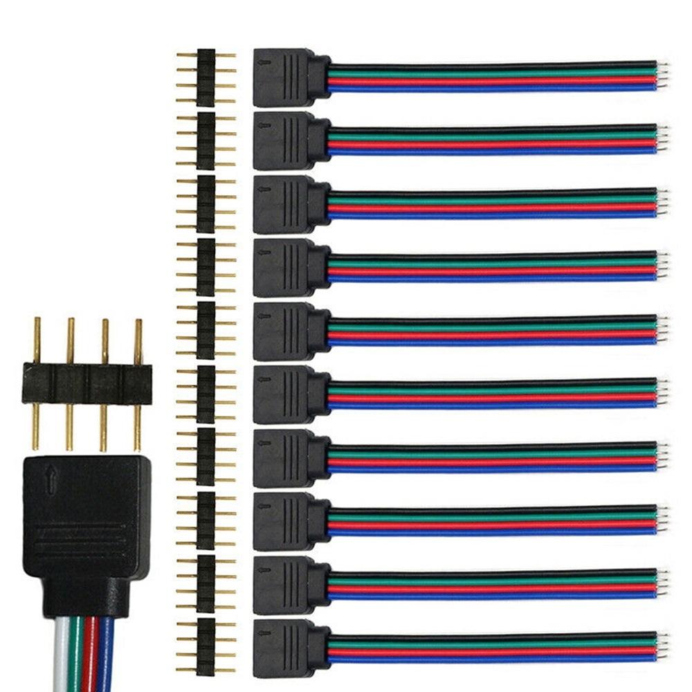 Flexible Connector Cable Strip Light 9cm Kit 10 Sets 4 Pin Plastic And
