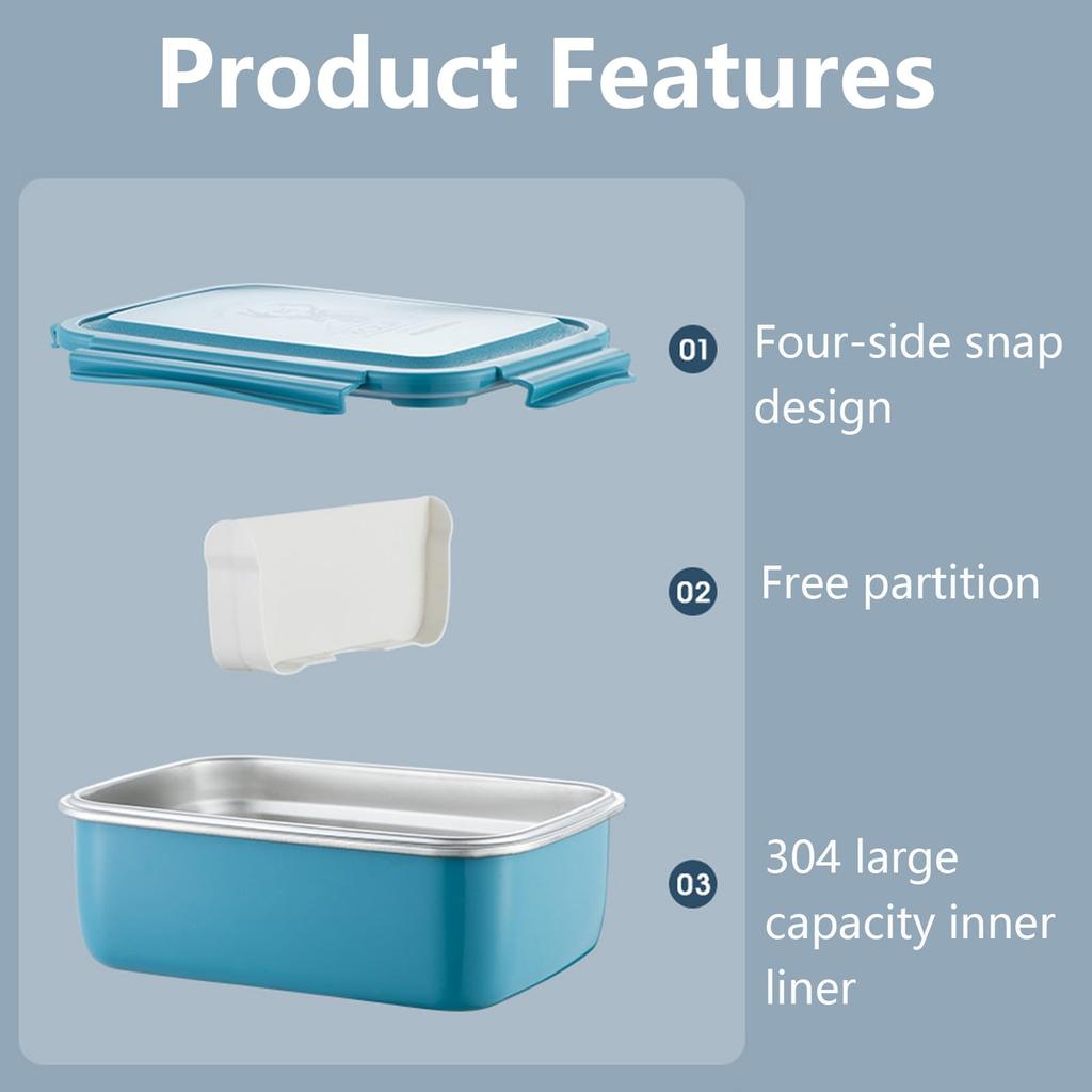 Large Capacity Bento Lunch Waterproof and Leakproof Lunch Box for Kids and with Removable Stainless Stylish and Visually Appealing Lunch Box for and