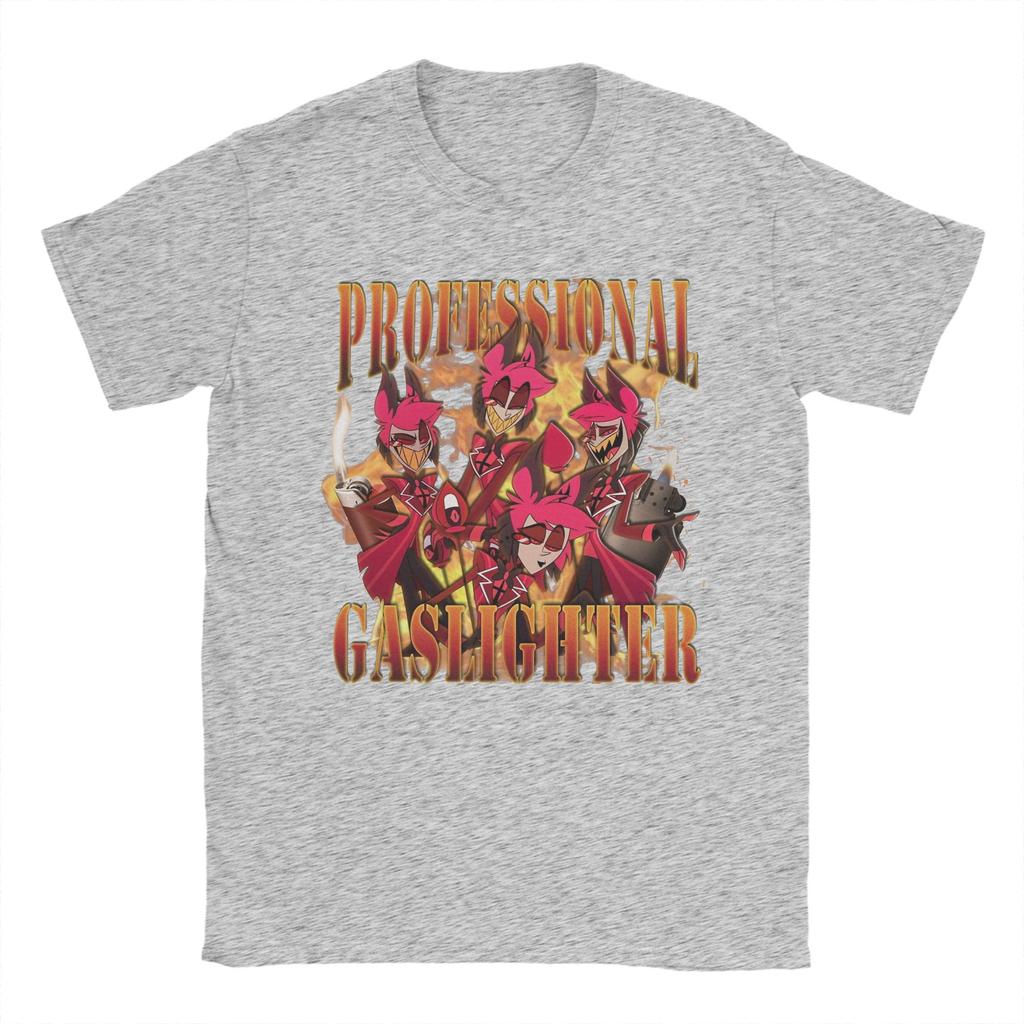 Alastor Professioneller Gaslighter Hazbins Hotels Herren T-Shirts Tees Kurzarm Rundhals T-Shirts Reine Baumwolle Einzigartige Kleidung