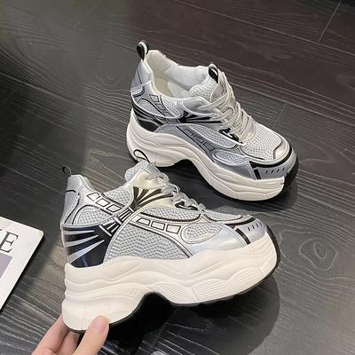 Mode 10cm Été Femmes Baskets Hautes Automne Printemps Chaussures Féminines Baskets Épaisses Respirantes Compensées Chaussures Décontractées Zapatos Casual Mujer