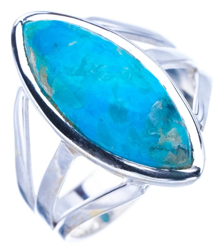 

StarGems® Natural Turquoise Handmade 925 Sterling Silver Ring 7.75 F1002