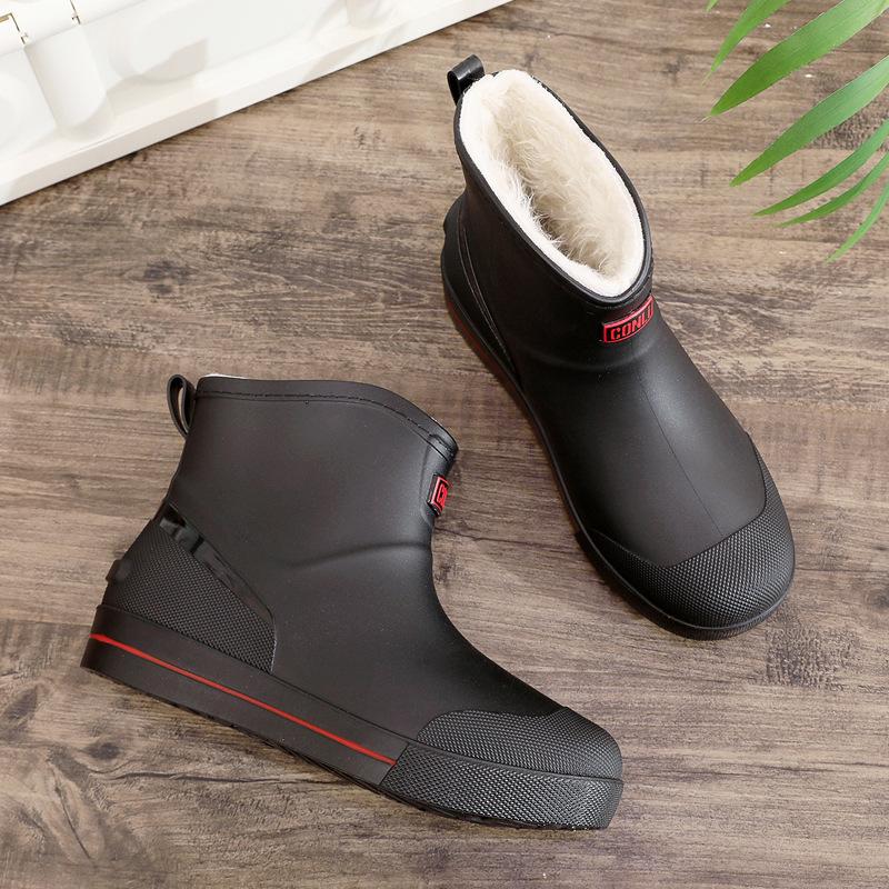 [One piece] Rain shoes men's short and medium non-slip waterproof shoes outdoor water boots warm fishing rain boots rubber shoes