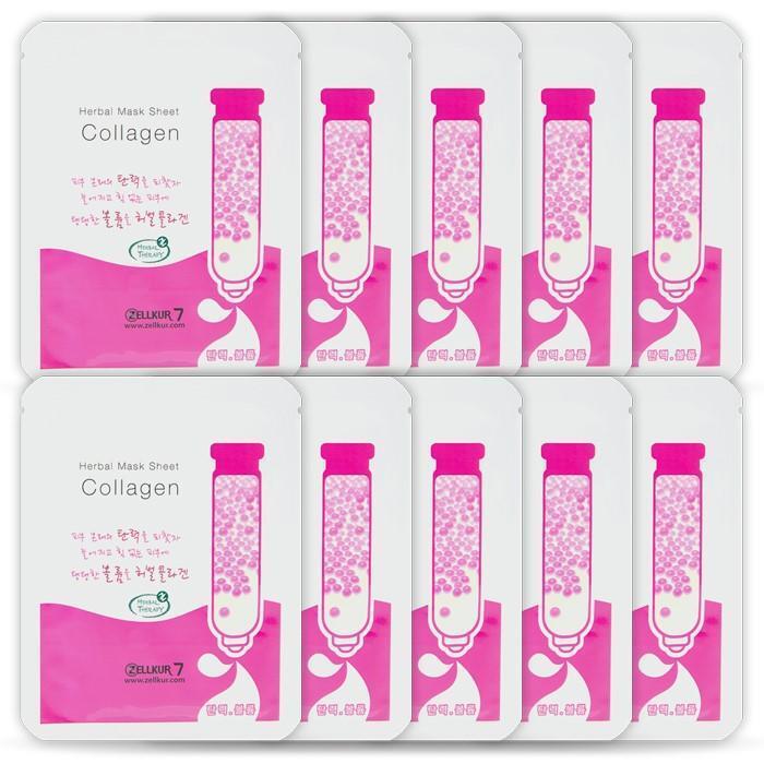 Zellkur Collagen 10-Sheet Face Pack Moisturizing Pack, 1 Pack a Day, Soothing Mask Pack (2033103) Collagen 28gx10ea