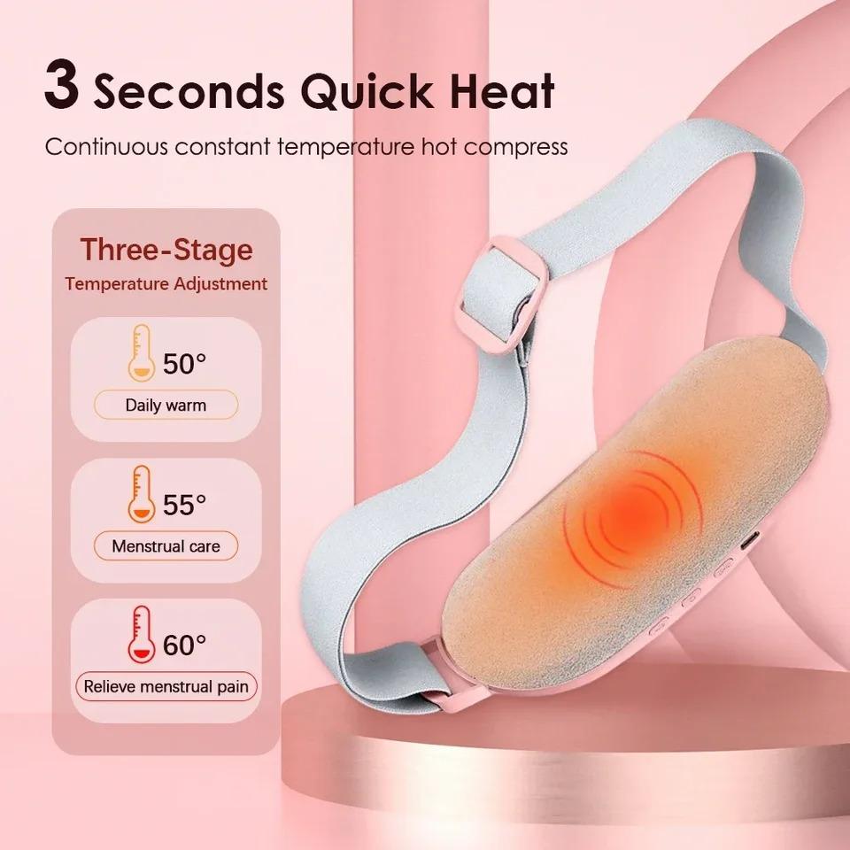 Women Smart Warm Palace Belt Relieve Period Cramp Pain Menstrual Heating Pad Vibration Massage Abdominal Relieve Menstrual Pain