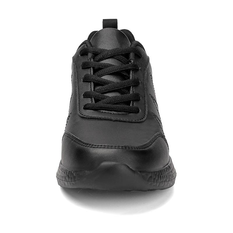 Shoes Spring and Autumn new all-black leather casual sports shoes lightweight waterproof and non-slip running travel shoes