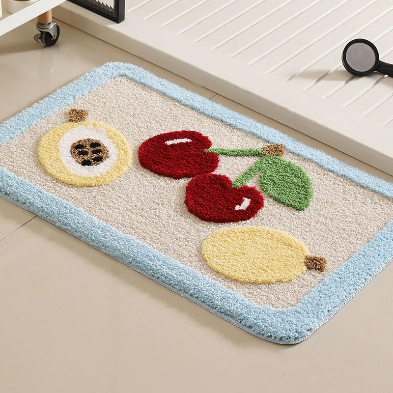 Fruit Flocking Bathroom Floor Mat High-low Velvet Floor Mat Household Bathroom Bathtub Bathroom Carpet Toilet Floor Mat Home