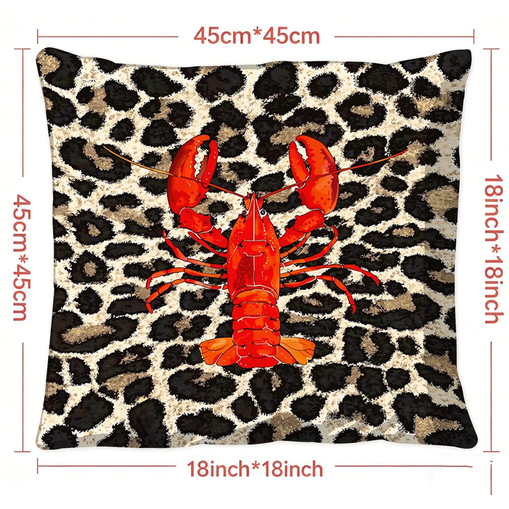 1pc Crab, Lobster, Scallop Print Polyester Pillowcase Home Decor Pillowcase Car Sofa Cushion Cover Home Decor 45x45cm