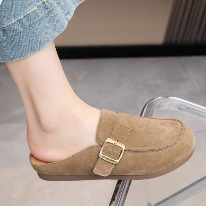 Fashion Genuine Leather Female Slippers 2025 New Fashion Non Slip Casual Women's Slippers Flats Shoes Comfortable Soft Women Flat Shoes