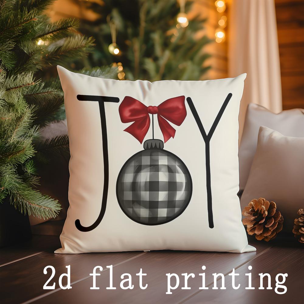 

Home Decor Christmas-themed Joyful Pillow Covers for Home Pattern Cushion Cover Suitable for Sofa Bedroom Car Pillow Cover 16x16Inch