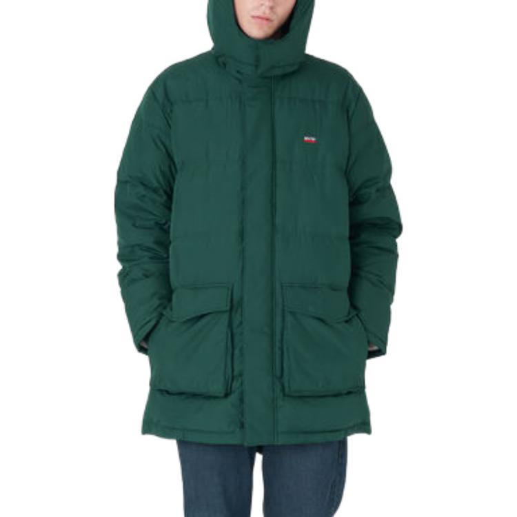 Levis FW22 Logo Mittellange Daunenjacke Herren Oberbekleidung Grün A0950-0005