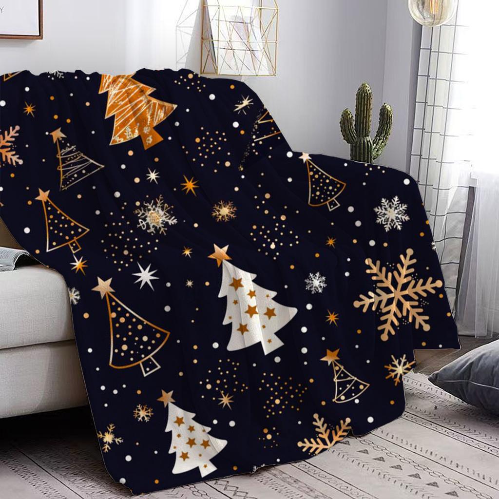 Christmas theme digital-printed polyester Bedroom velvet flannel cover blanket Fleece soft sofa cover blankets for beds
