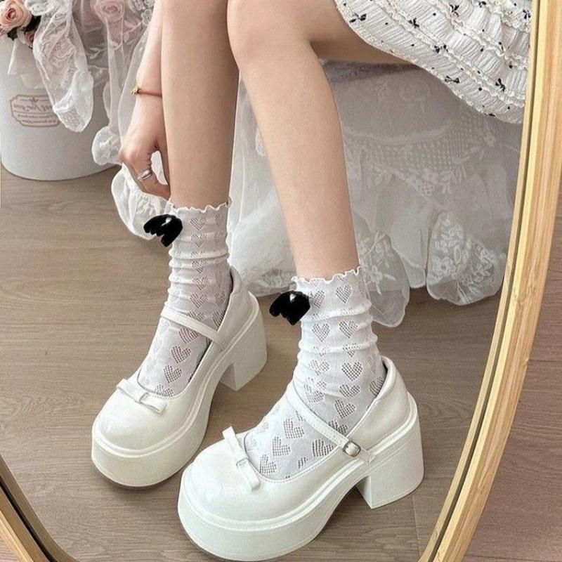 

Thick heel platform small leather shoes new summer with skirt Mary Jane women s shoes retro shallow mouth 40