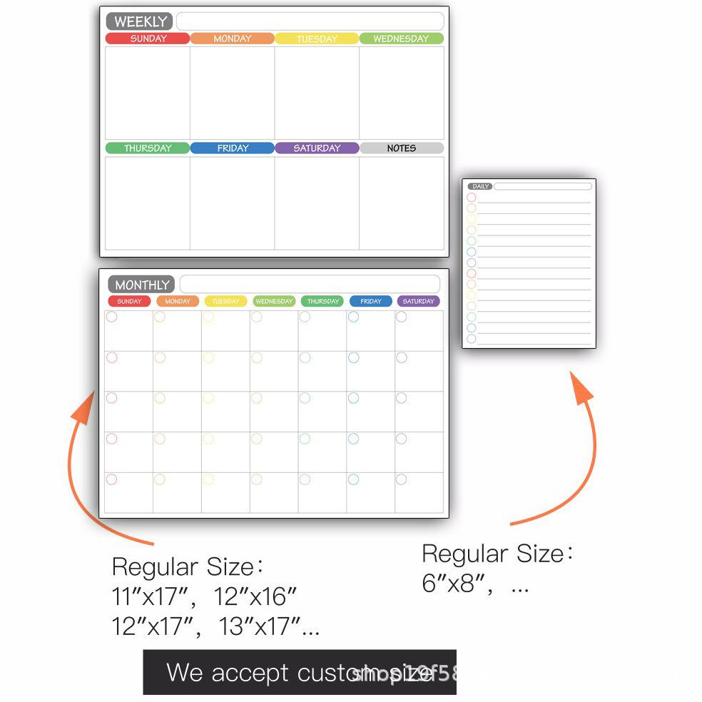 Magnetic Dry Erase Monthly & Weekly Planner Calendar (42×30cm) for Refrigerator