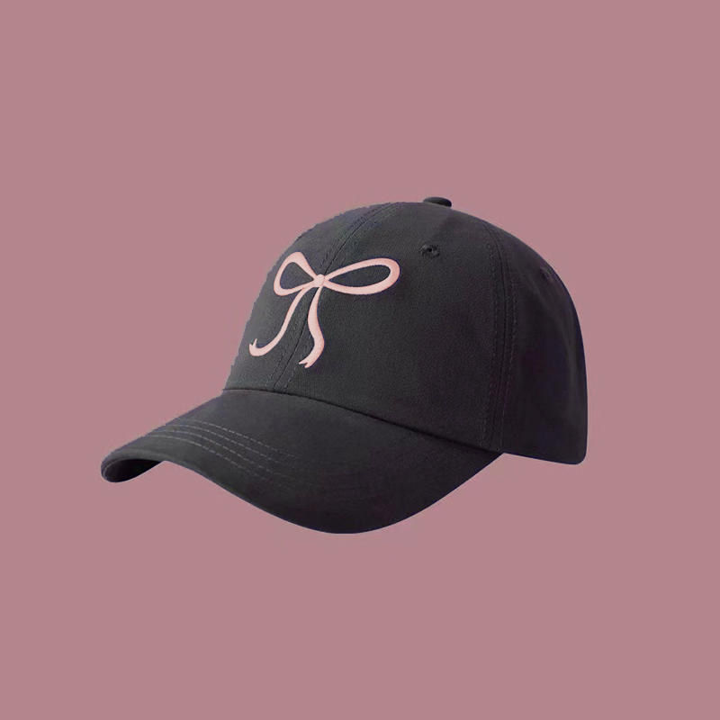 Bow Tie Baseball Cap Female Big Head Baseball Cap American Wide Brim Retro Trend Embroidery Duck Tongue Cap