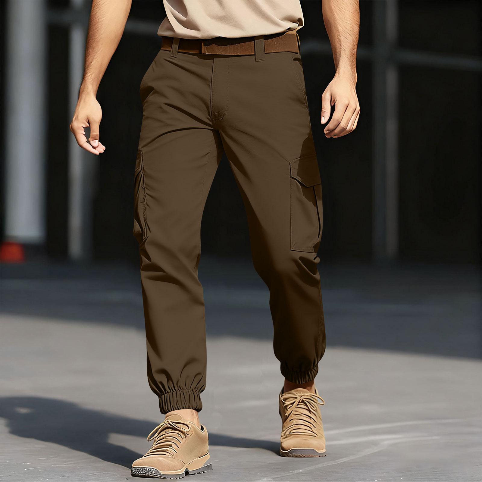 

Мужские комбинезоны, брюки-карго, повседневные спортивные брюки для походов, хлопковые брюки с карманами S кофейный