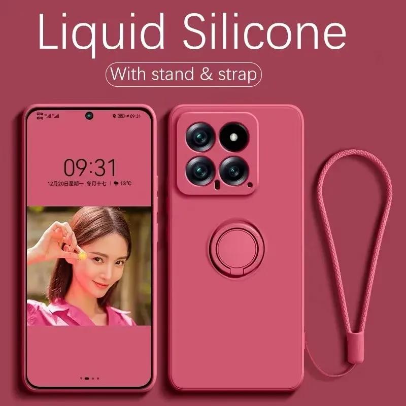 Liquid Silicone Magnetic Holder Kickstand Cover For XiaoMi Redmi 13C 4G Note 12 13 14 Pro Plus 5G Phone Case Soft