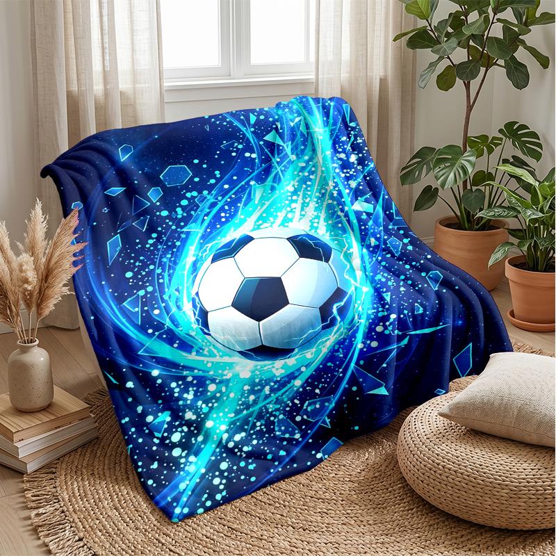 Soccer Ball In Stadium Theme Blanket Lightweight Warm Flannel Blanket Decorative Throw Blanket for Home Decoration