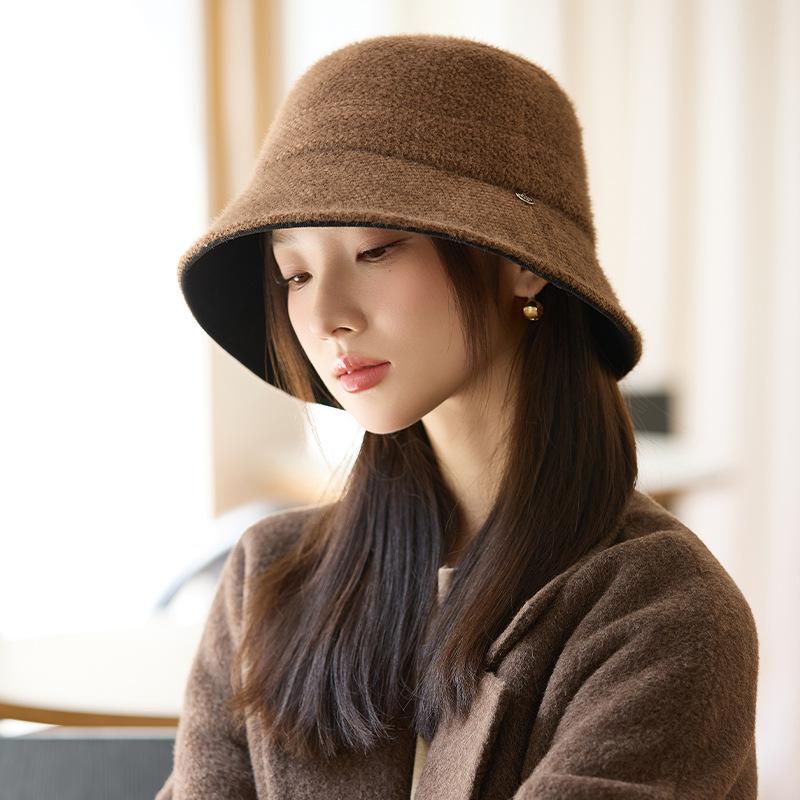 Autumn and Winter Hat Women's Bucket Hat Double-sided Fashion Bucket Hat Temperament Basin Hat