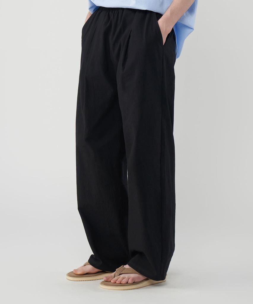 UNTAPPED STUDIO [2Pack] Linen Single-Pleat Wide Elastic Waist Pants 3 Colors