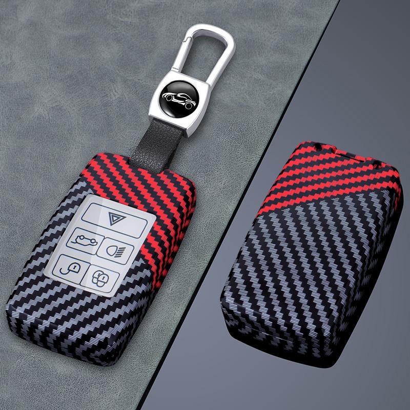 Carbon Fiber Car Key Case Cover Protect Shell Bag for LandRover Range Rover Sport Evoque Freelander Velar Discovery Jaguar XE XF