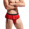 Men'S Sissy Skirted Ruffle Thong Panties Bowknot Low Rise G-String Bikini Briefs Underwear With 4 Gaters Belt Gay Sexy Lingerie
