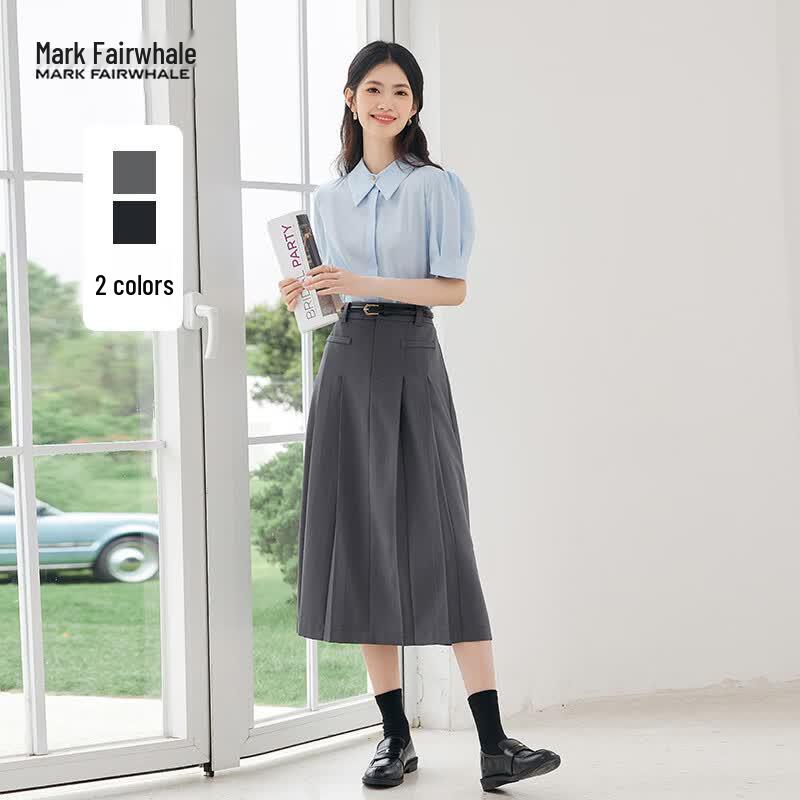 MARK FAIRWHALE Women s Pleated A-Line Midi Skirt M