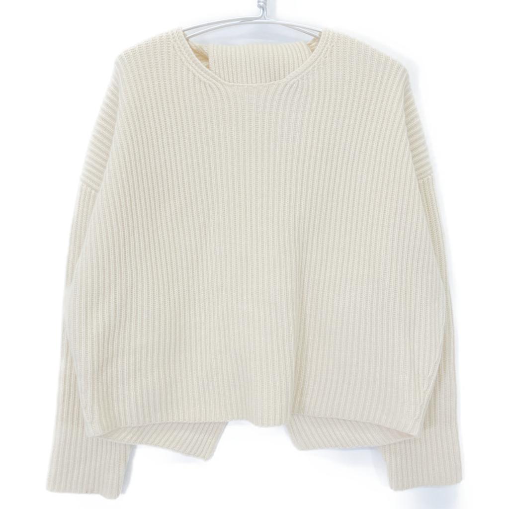 Celine 2 3BX8/6806 Ivory Wool Cashmere Phoebe Period Open Bag Design Knit Tops XS IvoryUsed