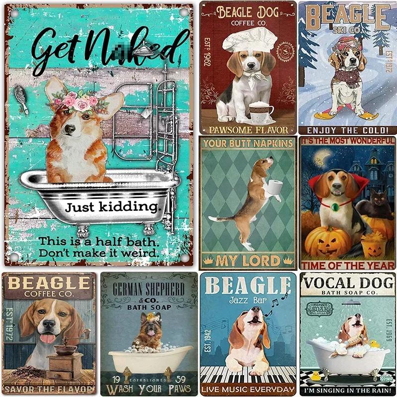 Beagle Dog Metal Tin Sign Please Sit Yourself The Best Sit In The House Printing Poster Bathroom Home Art Wall Decoration Pla