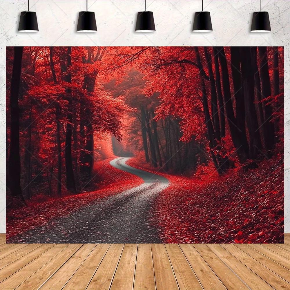 Autumn maple forest themed backdrop for adult birthday party decorations, photo banner, accessories3866