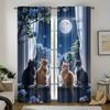 Flat Printed Dreamy Cat Printed Curtains   Pole Bag Curtains   Bedroom and Living Room   Home Decoration   Room Decoration