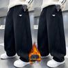 Winter 2026 Boys' Fleece-Lined Wide-Leg Sweatpants for Middle & Big Kids - Straight Leg Sports Pants Great for Autumn & Winter