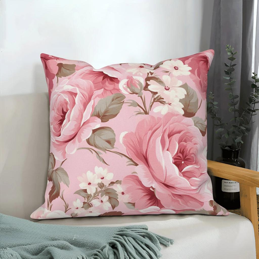 Pink Floral Home Decor Spring Flower Pillowcase Living Room Wedding Pillowcase Sofa Square Cushion Cover