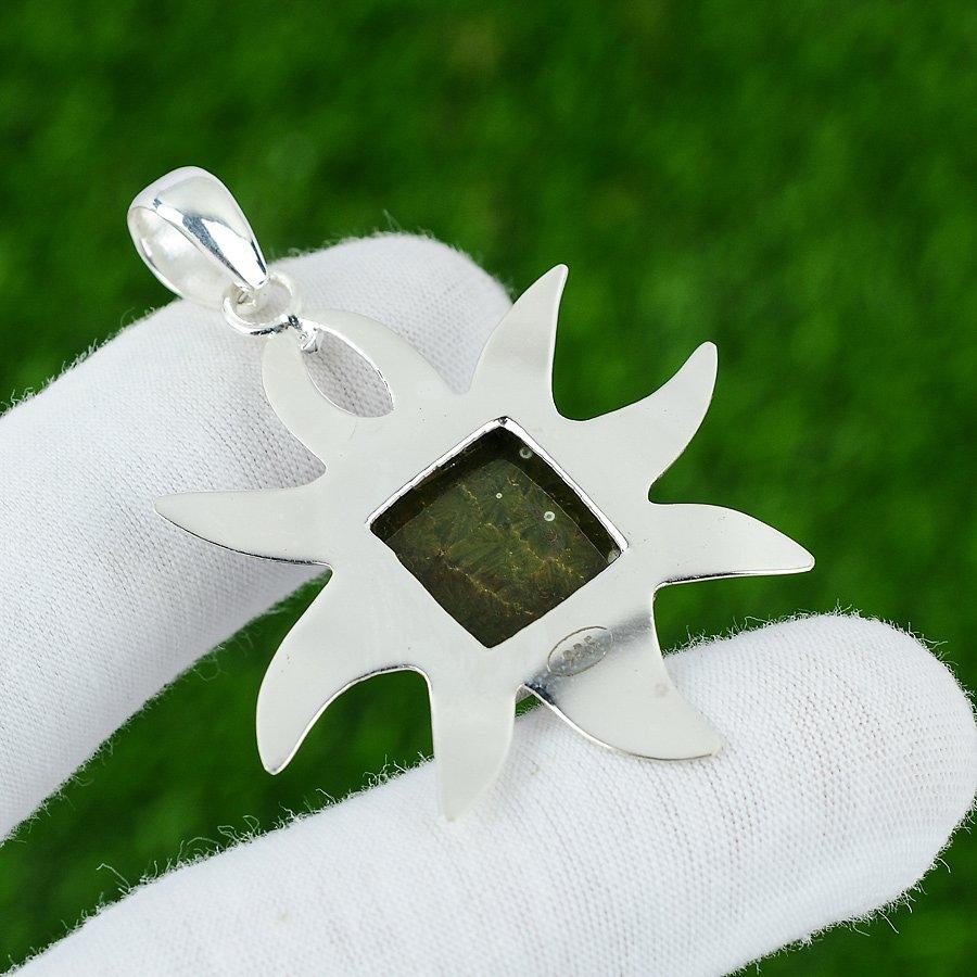 Natural Ocean Jasper Gemstone Pendant 925 Sterling Silver Jewelry For Women