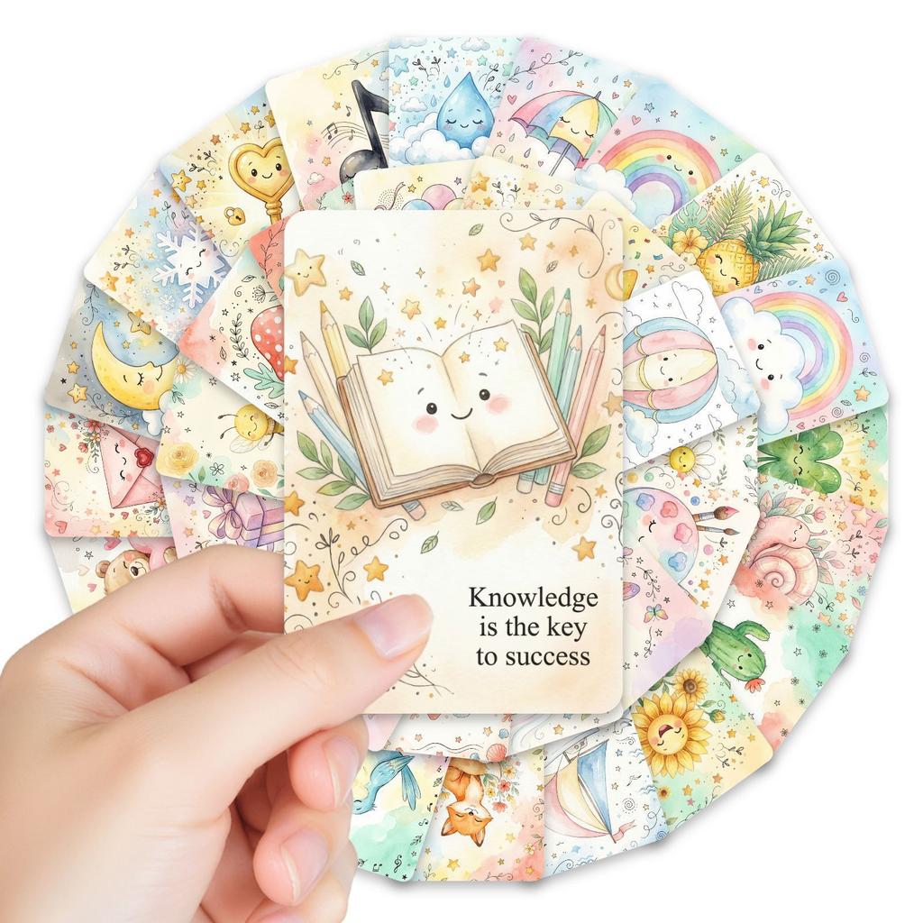 36 New Watercolor Illustrations, Wind Cards, Positive Energy, Self-Care, Affirmation, Text Cards