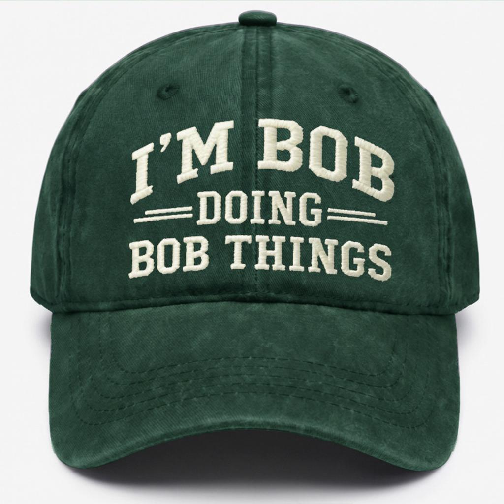 Men's Embroidered Baseball Cap Soft Top Adjustable Strapback Casual Outdoor Hat with Lettering Design Durable Cotton Material