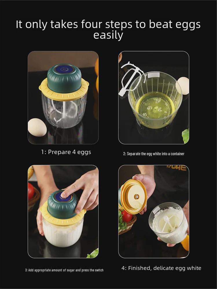 Wireless Electric Egg Beater & Garlic Pounder: Multi-Function, Splash-Proof Kitchen Gadget for Meat Mincing & Baking
